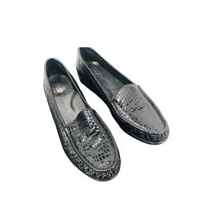 SAS women's SIMPLIFY BLACK CROC loafers 9